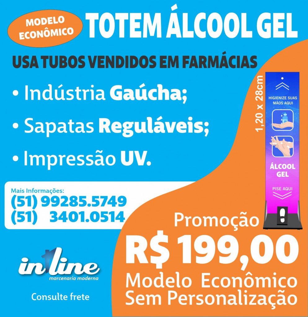 Totem para alcool gel com pedal